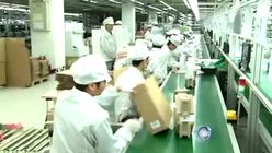 Manual packaging line at apple-foxconn